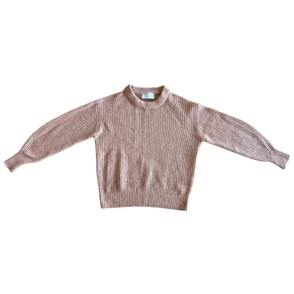 Everlane XS Alpaca Merino Wool Ribbed Crew Neck Sweater Tan